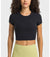 Solid Ribbed Round Neck Short Sleeve Cropped T-Shirt - Crop Tops - Sofia Valdelli