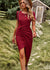 Solid Twisted Asymmetrical Short Sleeve Dress - Midi Dresses - Sofia Valdelli