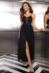 Spaghetti Strap Slit Mesh Dress - Sofia Valdelli
