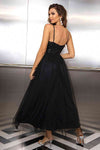 Spaghetti Strap Slit Mesh Dress - Sofia Valdelli