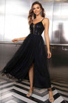 Spaghetti Strap Slit Mesh Dress - Sofia Valdelli