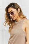 Square Metal-Plastic Hybrid Temple Sunglasses - Sofia Valdelli