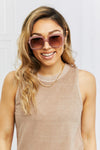 Square Metal-Plastic Hybrid Temple Sunglasses - Sofia Valdelli