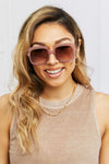 Square Metal-Plastic Hybrid Temple Sunglasses - Sofia Valdelli