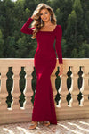 Square Neck Long Sleeve Dress - Sofia Valdelli