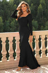 Square Neck Long Sleeve Dress - Sofia Valdelli