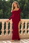Square Neck Long Sleeve Dress - Sofia Valdelli