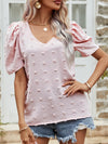 Swiss Dot Short Puff Sleeve Top - Sofia Valdelli