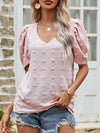 Swiss Dot Short Puff Sleeve Top - Sofia Valdelli