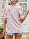 Swiss Dot Short Puff Sleeve Top - Sofia Valdelli