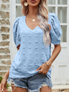 Swiss Dot Short Puff Sleeve Top - Sofia Valdelli