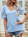 Swiss Dot Short Puff Sleeve Top - Sofia Valdelli