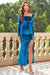Tie Back Long Sleeve Slit Dress - Sofia Valdelli