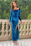 Tie Back Long Sleeve Slit Dress - Sofia Valdelli