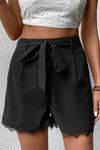 Tie Belt Lace Trim Shorts - Sofia Valdelli