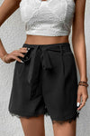 Tie Belt Lace Trim Shorts - Sofia Valdelli