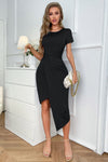 Twisted Asymmetrical Short Sleeve Dress - Sofia Valdelli